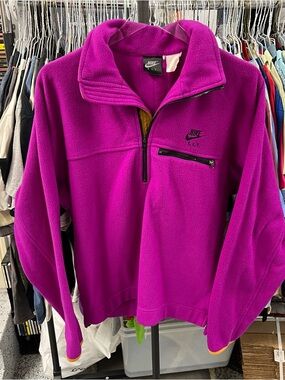 Vintage Nike F.I.T. Pullover Fleece Sweater  Size L Purple 90s y2k hiking 1/4